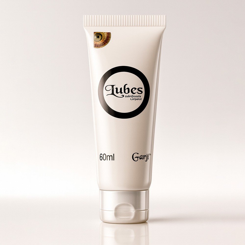 Lubrificante Lubes Neutro 60ml | Tubo do lubrificante em p�, vista frontal, em fundo branco, com reflexo na base