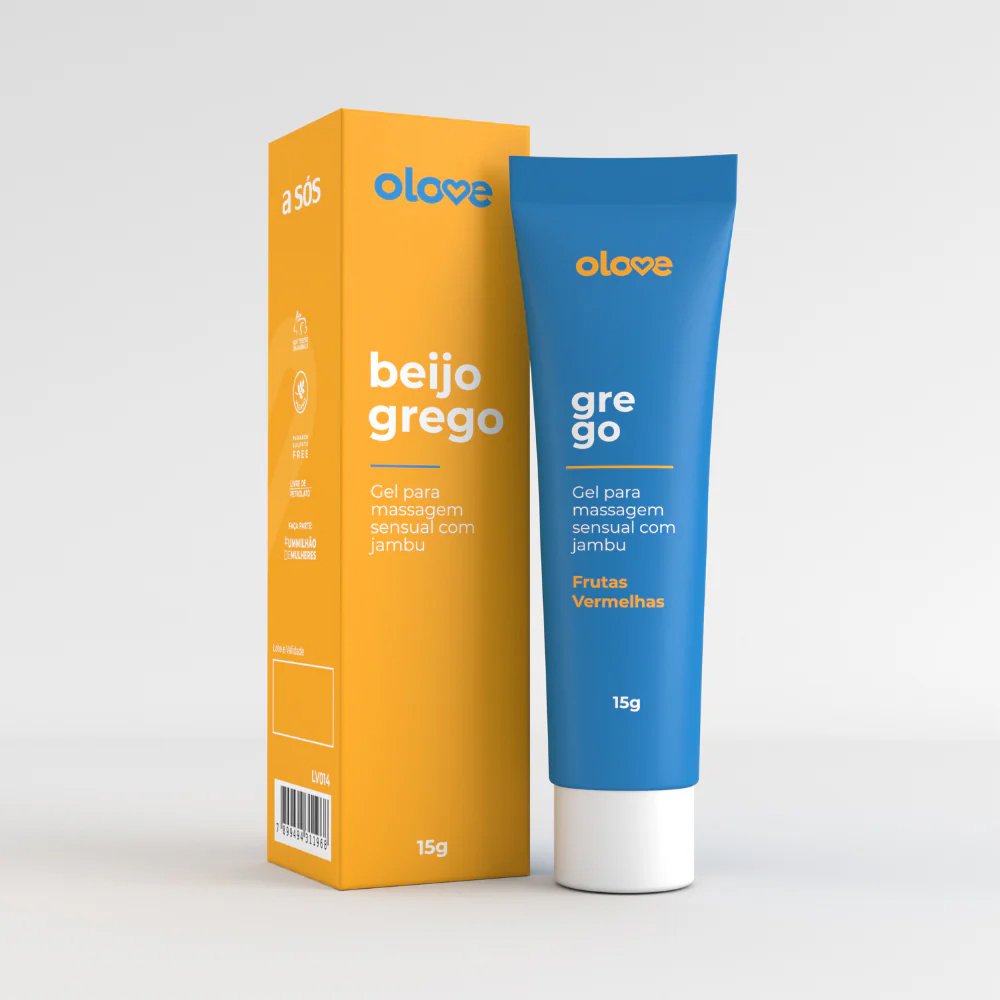 Gel Beijo Grego Comest�vel Olove Frutas Vermelhas, caixa e <span class=