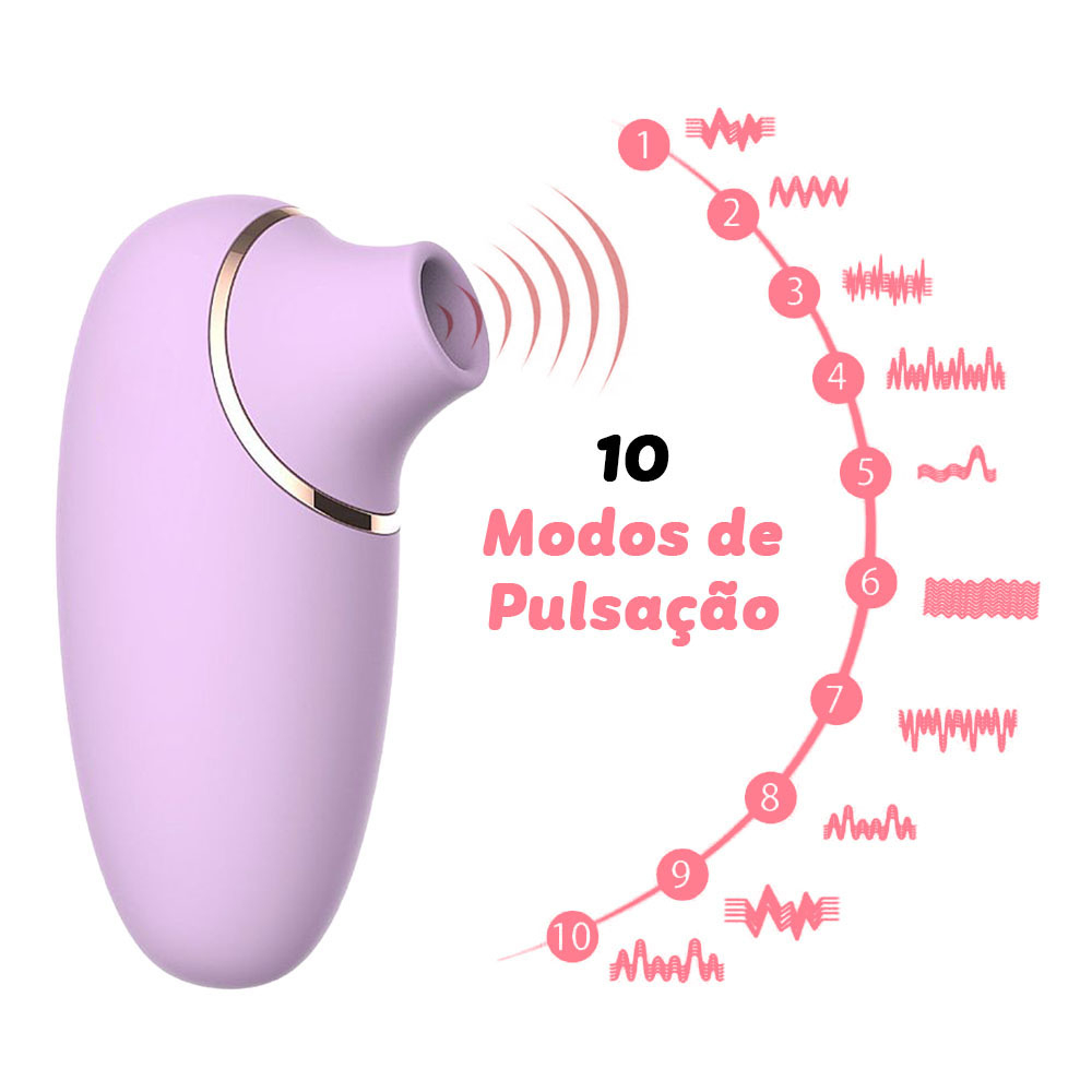 Pulsador de Clit�ris Recarreg�vel em Silicone Lev Lil�s com 10 Pulsa��es - Modos de Vibra��o