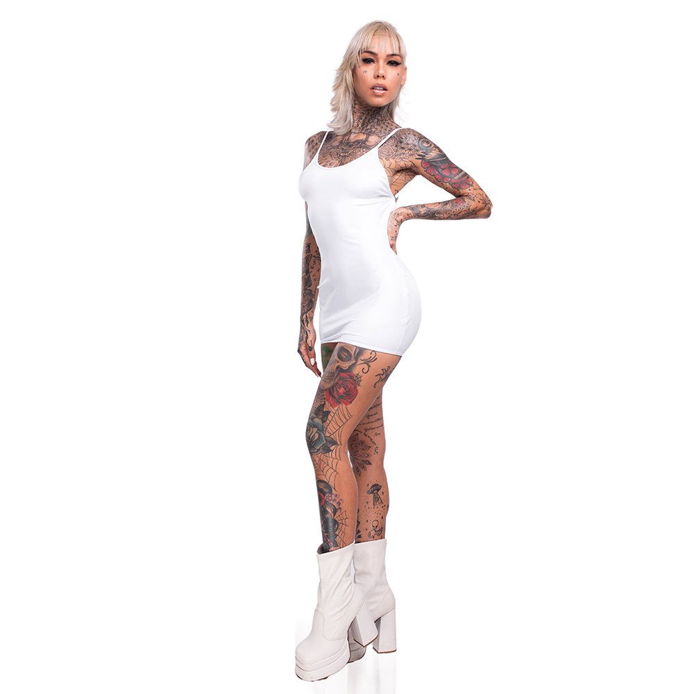 Vestido Sensual Sexy em Cirre sem Bojo com Regulagem e Decote V Atr�s Branco | Foto 05