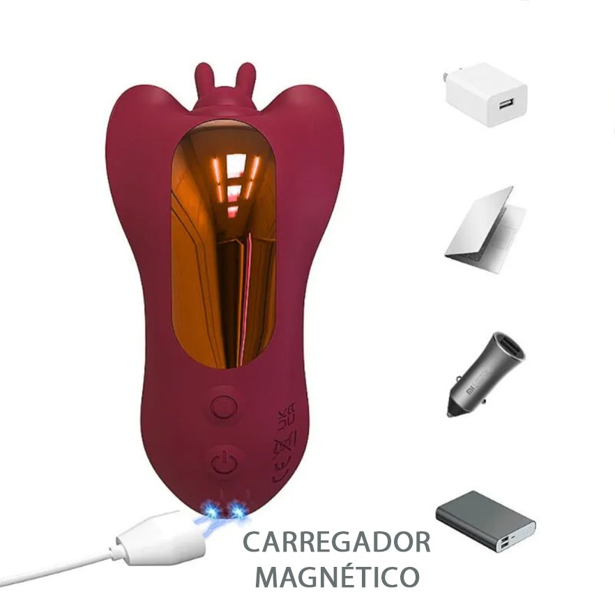Vibrador Duplo Recarreg�vel em Silicone 9 Vibra��es, 9 Pulsa��es e Vai e Vem APP Joyce Vermelho | Foto 05