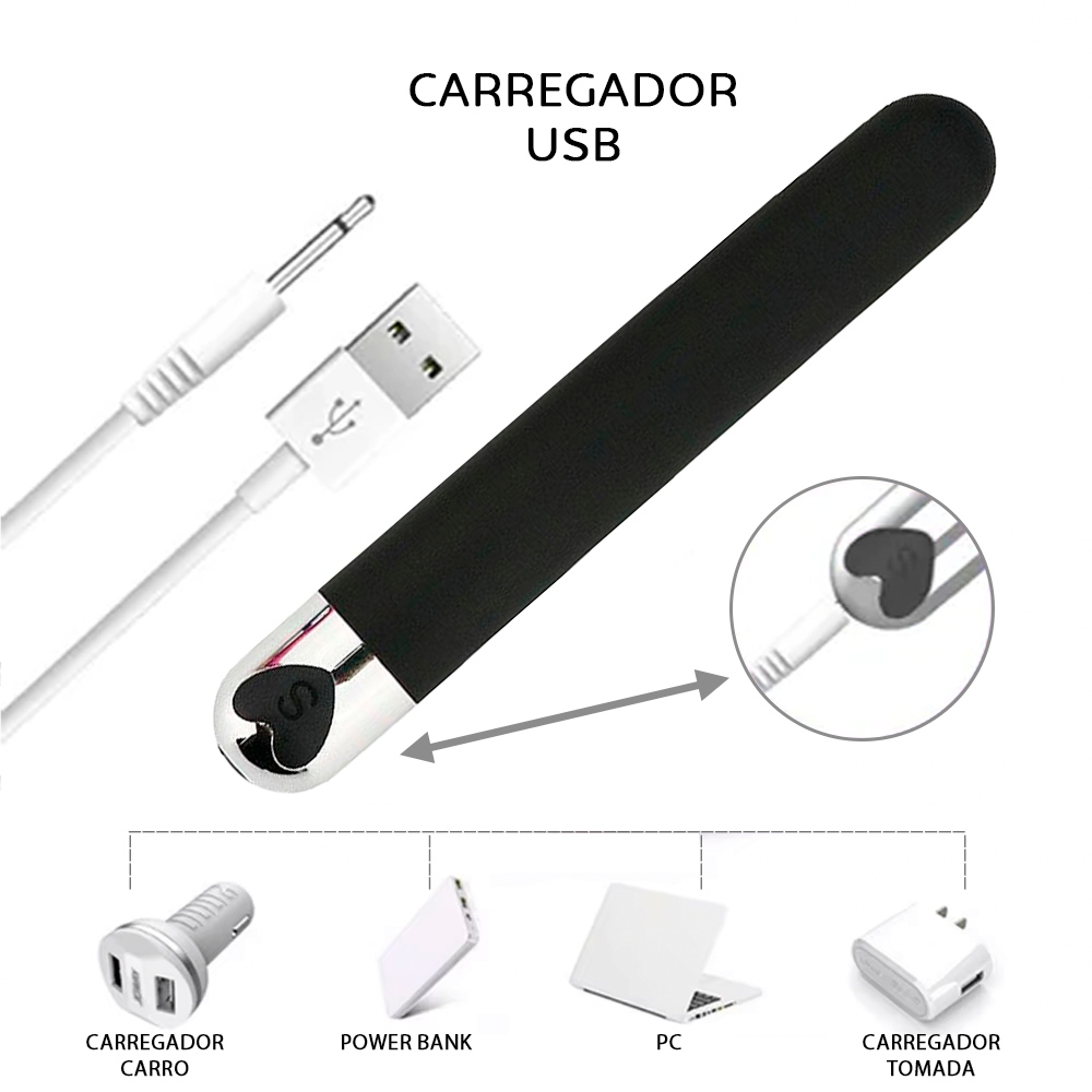 Vibrador Personal Recarreg�vel em Silicone com 10 Vibra��es Preto | Foto 05