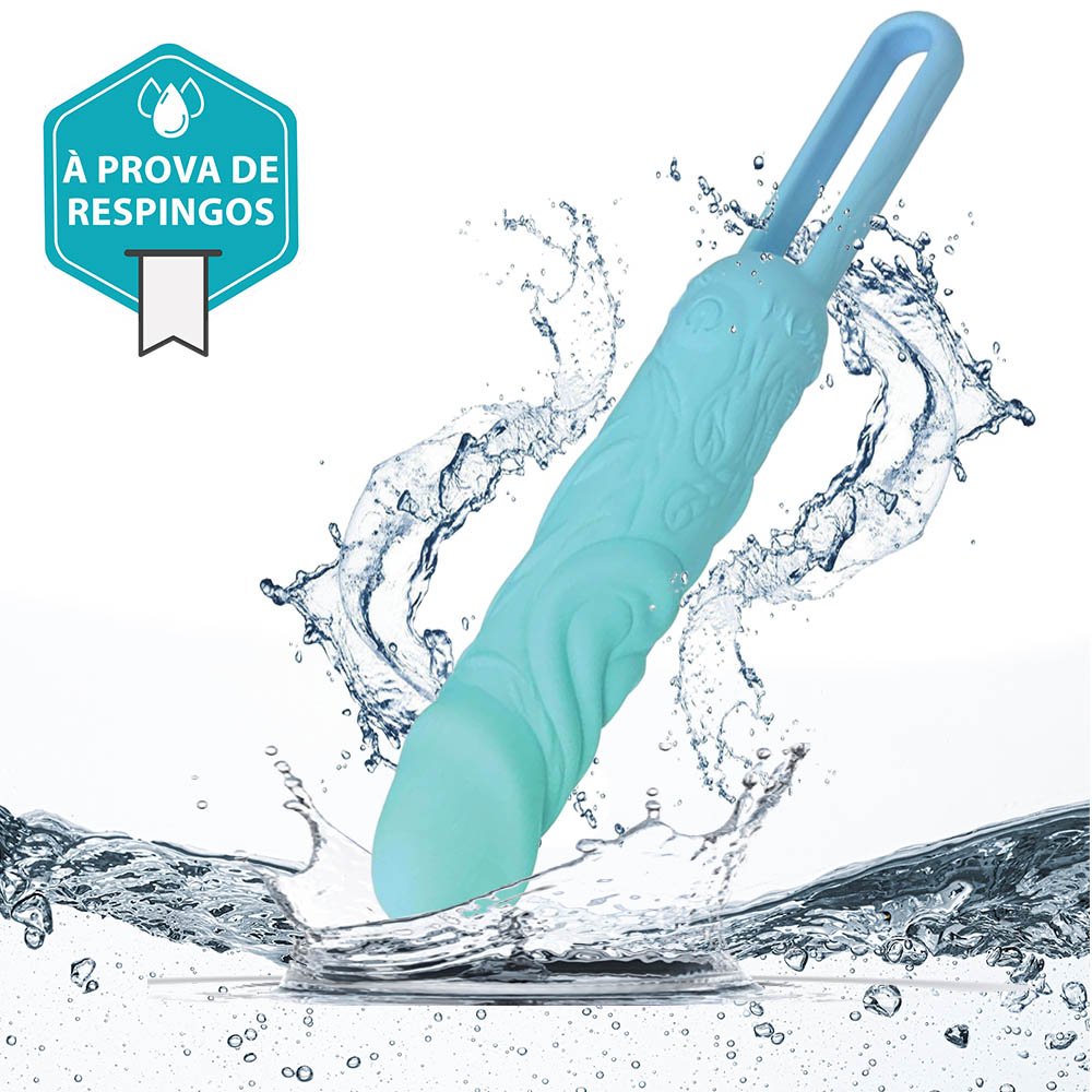Vibrador Bullet Recarreg�vel em Silicone com 20 Vibra��es e Al�a de Seguran�a Cyan | Foto 04