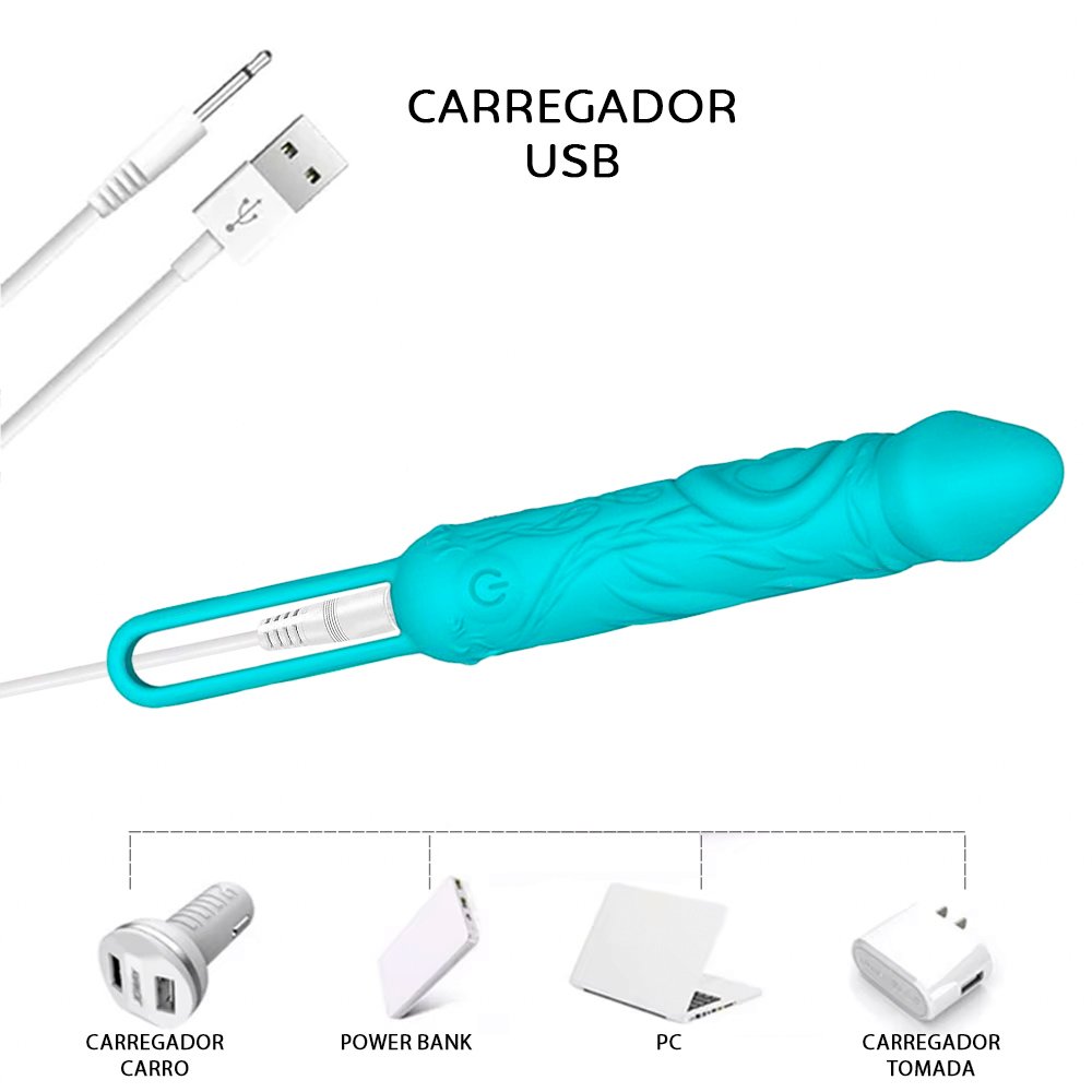 Vibrador Bullet Recarreg�vel em Silicone com 20 Vibra��es e Al�a de Seguran�a Cyan | Foto 05