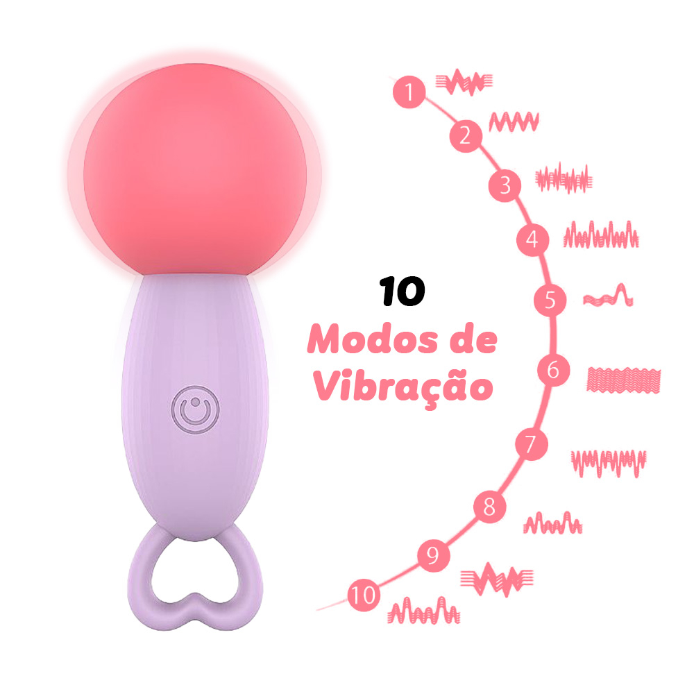Massageador Er�tico Mini Recarreg�vel em Silicone com 10 Vibra��es Ball Lil�s | Foto 02 - Detalhe dos 10 modos de vibra��o