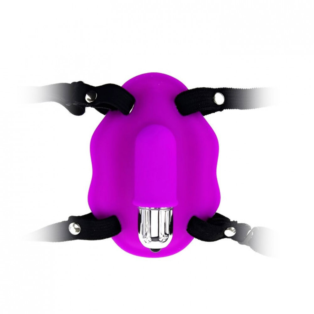 Vibrador Buterfly Pink com Cinta el�stica detalhada em vista frontal