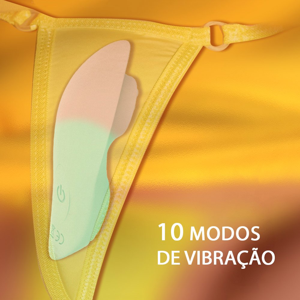 Vibrador para Clit�ris Recarreg�vel em Silicone com 10 Vibra��es Controle por APP Cyan em uso, simulando estimula��o clitoriana