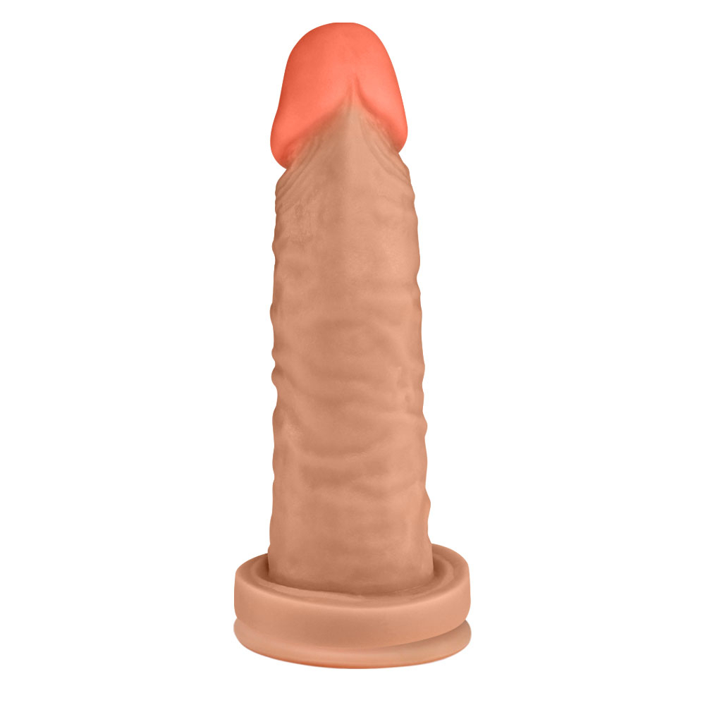 P�nis Maci�o Maromba em PVC Flex�vel At�xico com Ventosa 14,5 x 4cm Bege | Foto do detalhe da haste texturizada