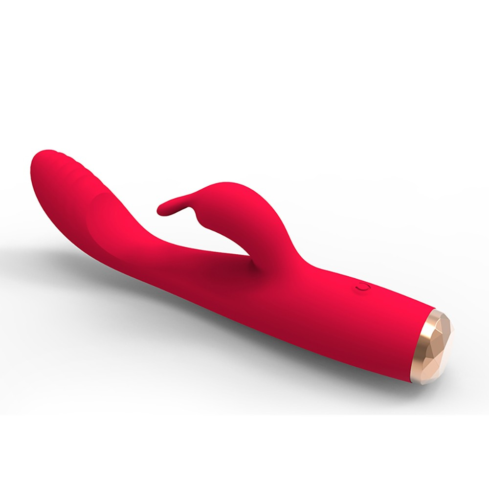 Vibrador Rabbit Mr. Rabbit Vermelho em silicone macio com estimulador clitoriano