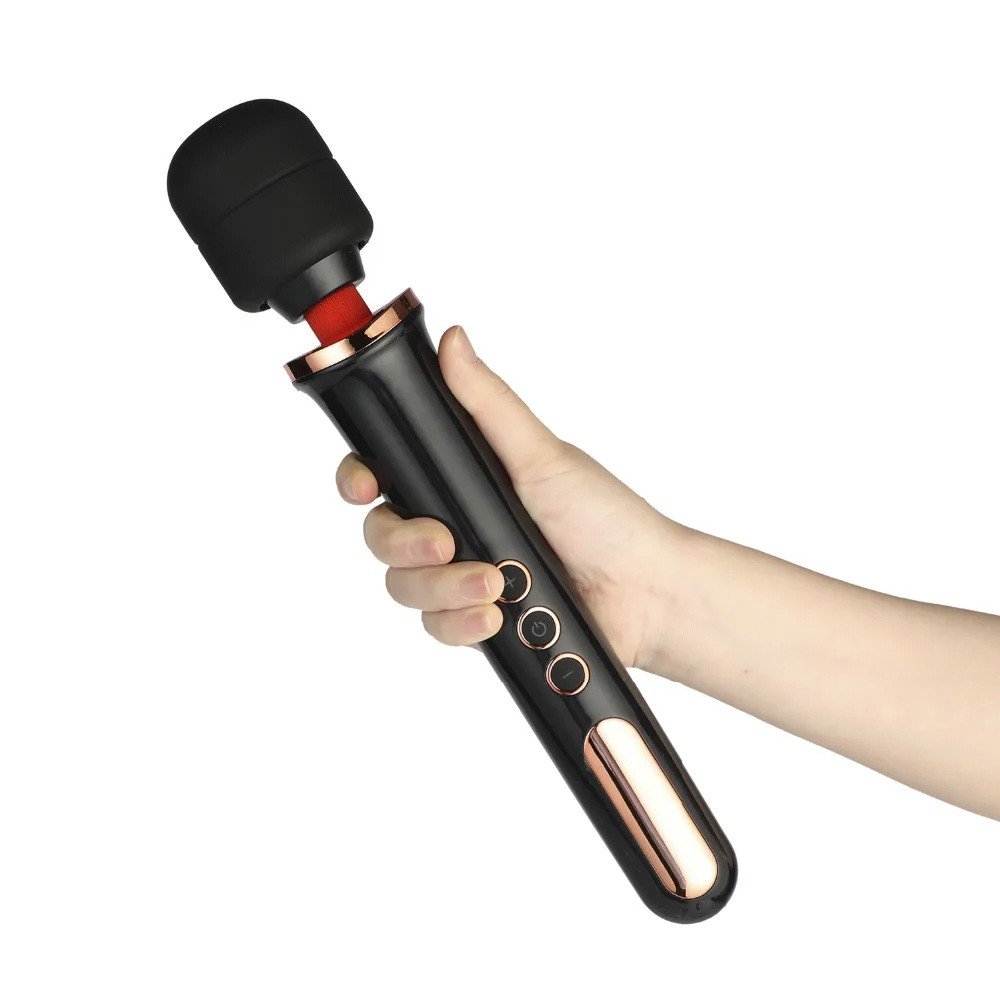 Massageador Er�tico em Silicone Recarreg�vel 10 Vibra��es Varinha M�gica Manfly Preto | Foto 02