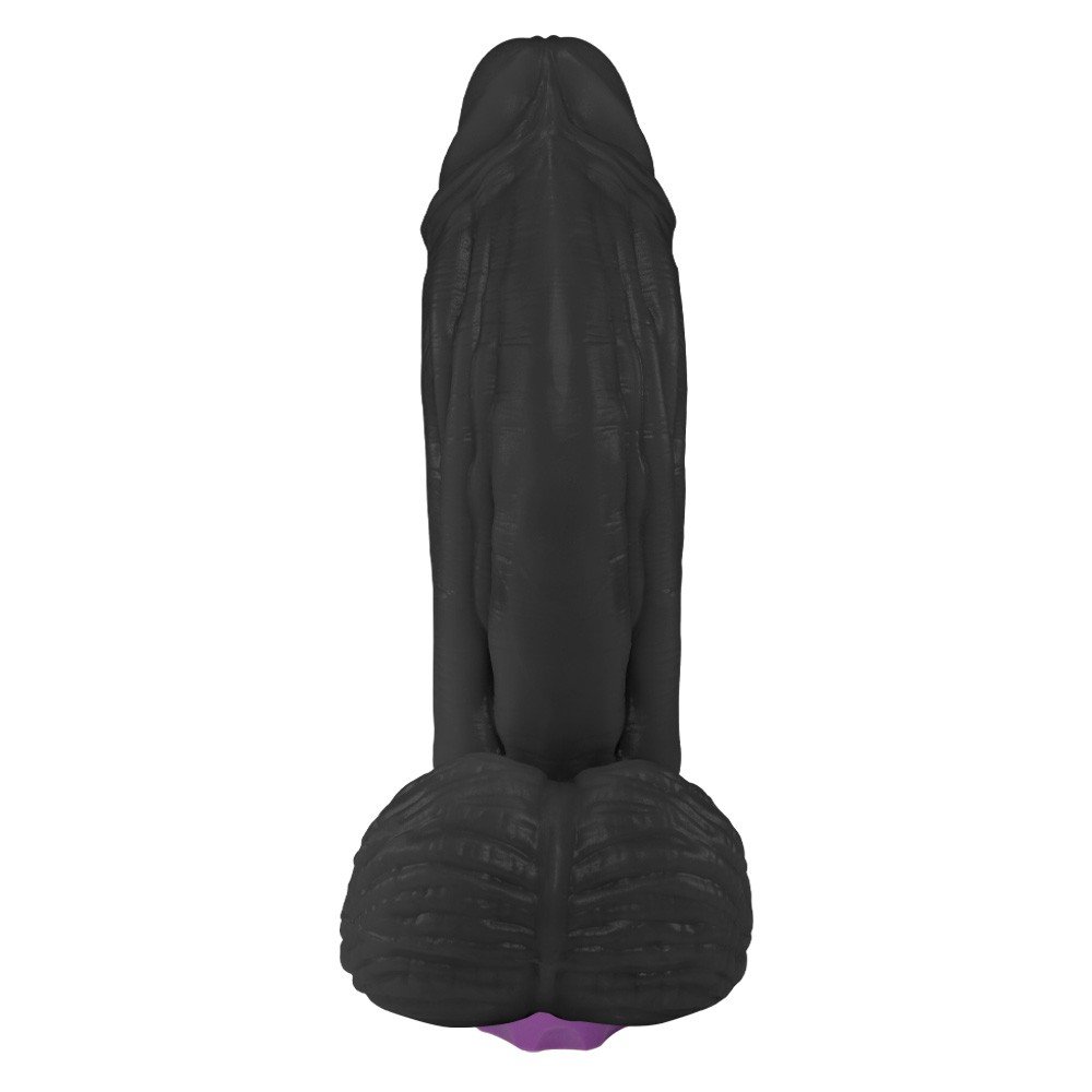 P�nis Real�stico com Vibrador 10 Modos Recarreg�vel via USB LARGE 21 x 6,5cm Preto - detalhe frontal