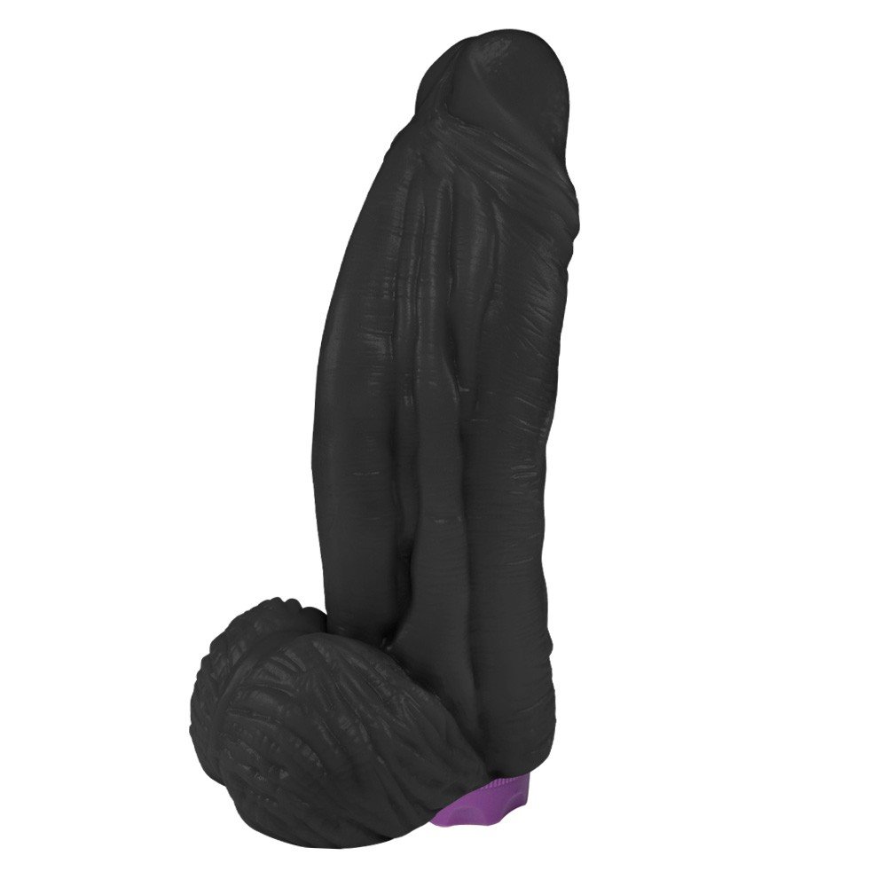 P�nis Real�stico com Vibrador 10 Modos Recarreg�vel via USB LARGE 21 x 6,5cm Preto - detalhe lateral