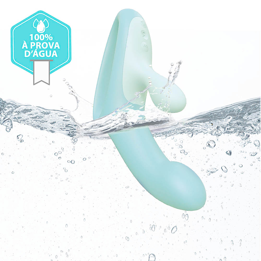 Vibrador Duplo em Silicone com 13 Vibra��es - Estimulador de Ponto G e Clit�ris Candy Bunny Cyan | Foto 05