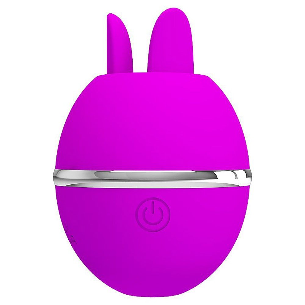 Vibrador para Clit�ris Gemini Ball Pink, vista da parte superior com estimulador de l�ngua e detalhe da entrada USB