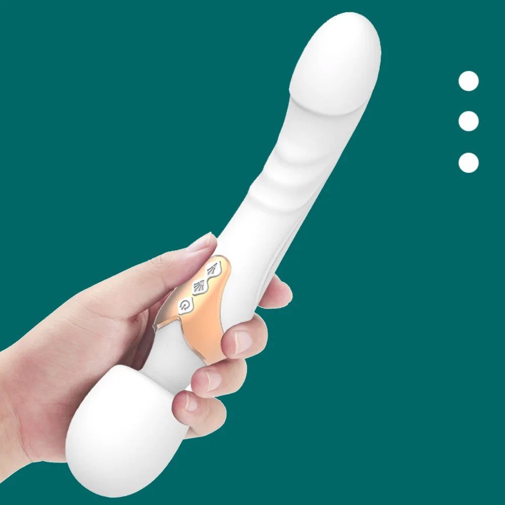 Massageador Er�tico Flex�vel Recarreg�vel em Silicone 10 Vibra��es Formato de P�nis Long Branco | Foto 04