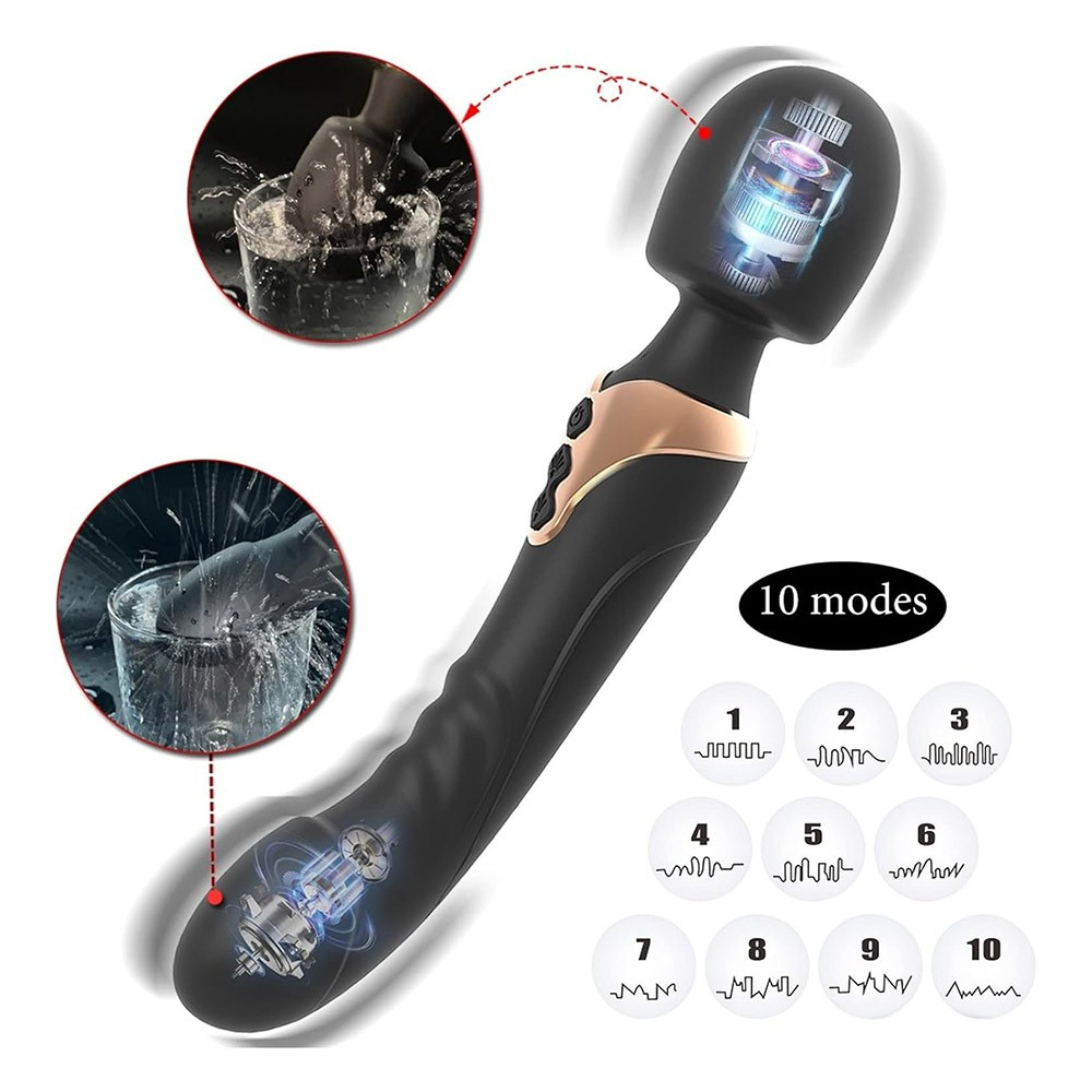 Massageador Er�tico Flex�vel Recarreg�vel em Silicone 10 Vibra��es Formato de P�nis Long Preto | Foto 04