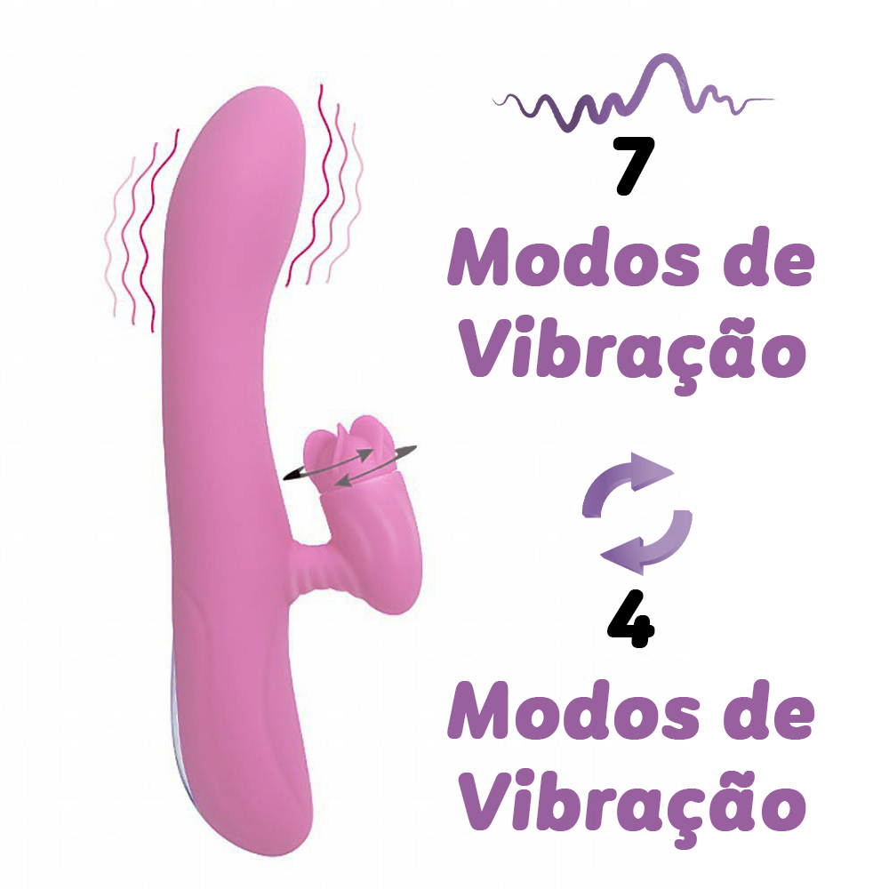 Vibrador Duplo Recarreg�vel em Silicone Gina Rosa com design ergon�mico e 7 modos de vibra��o