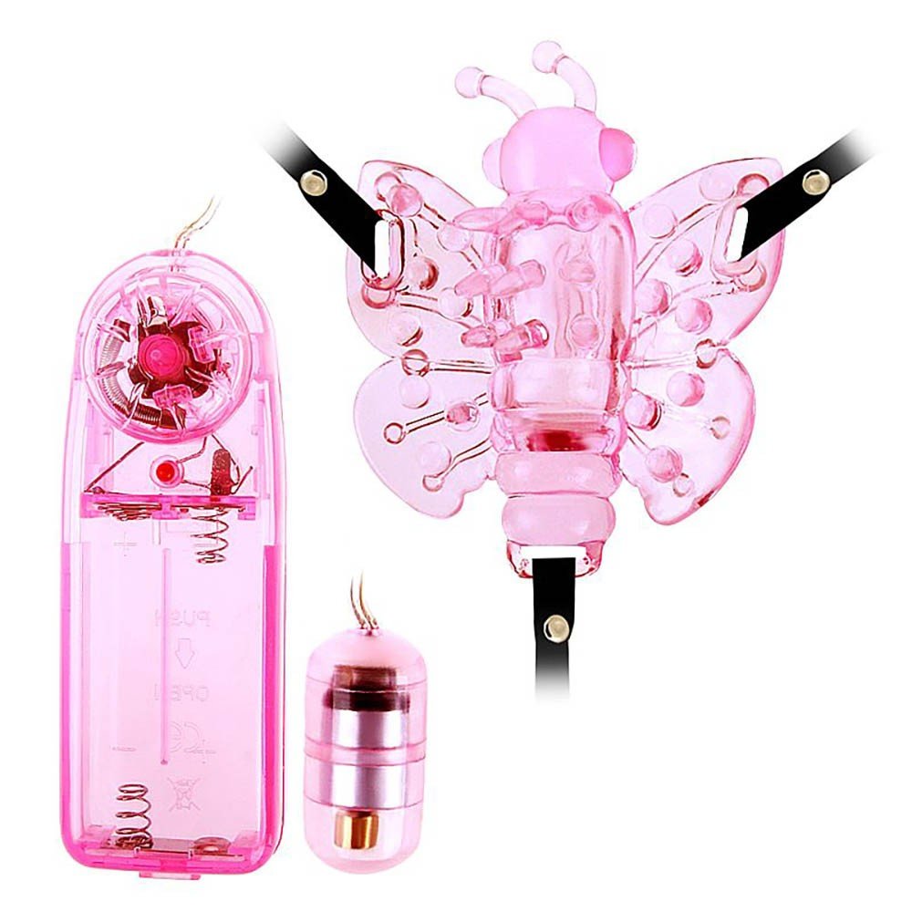 Vibrador Butterfly rosa com controle com fio e al�as ajust�veis para fixa��o