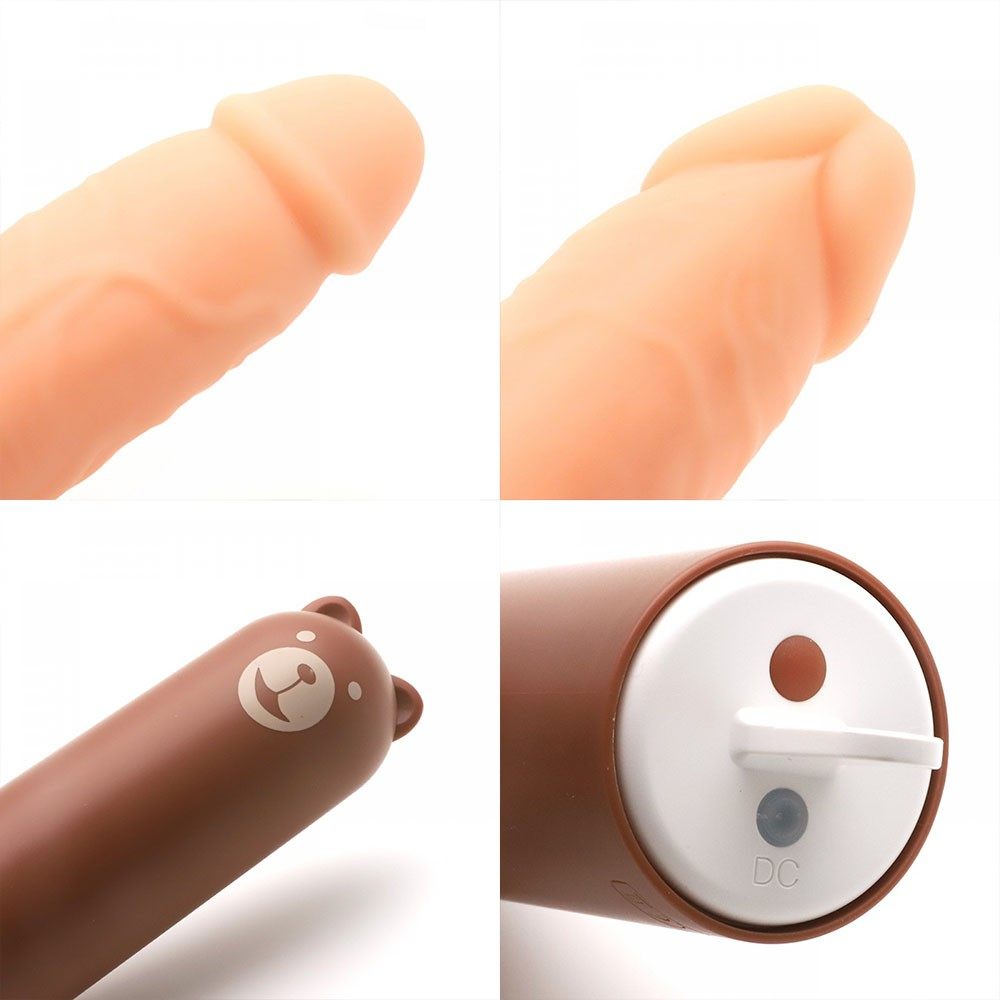 Vibrador real�stico com capa protetora Mr.Ted Bege, close de todos os detalhes
