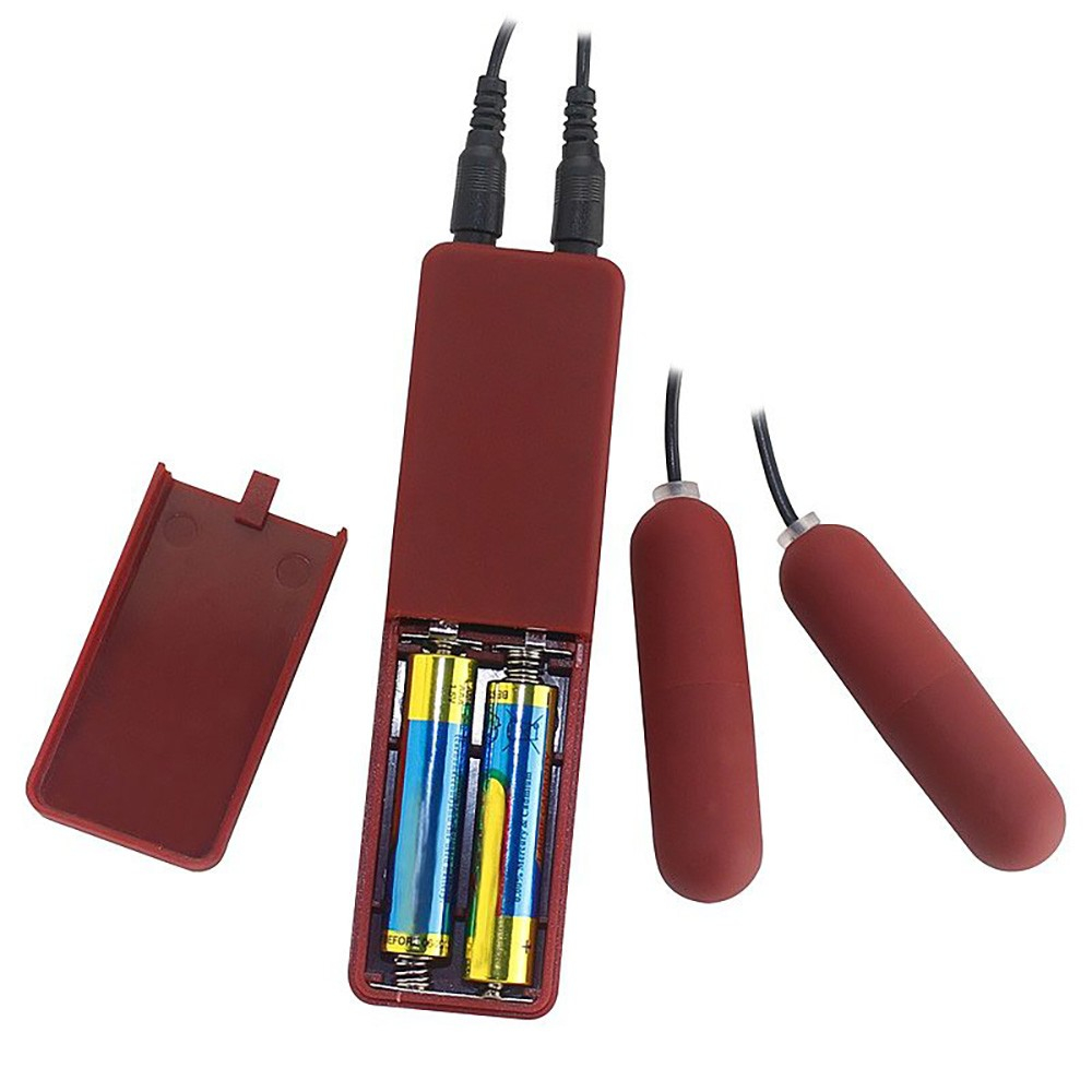 Vibrador Bullet Duplo em Pl�stico Aveludado 7 Modos de Vibra��o e Controle com Fio Vinho | Foto 04