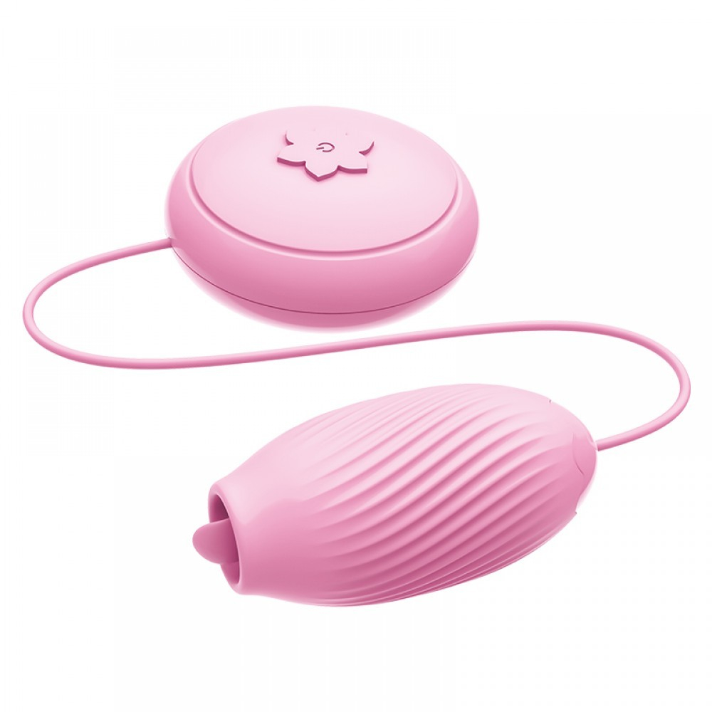 Vibrador para clit�ris rosa com l�ngua estimuladora e controle com fio