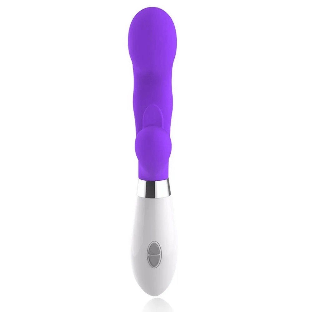 Vibrador Duplo em Silicone com Estimuldor de Clit�ris e Ponto G com 10 Vibra��es Roxo | Foto 05