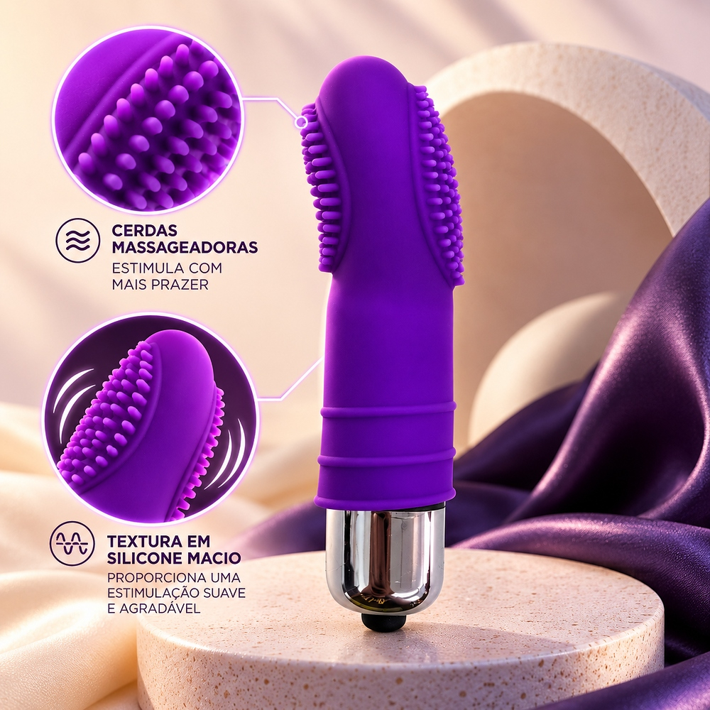 Vibrador Bullet com Capa Texturizada em Silicone Toque Aveludado 8cm Roxo | Foto 04