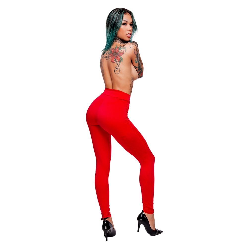 Cal�a Sensual Sexy em Suplex Poli�ster com Nervuras Vermelha | Foto 06