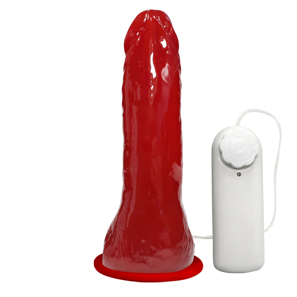 P�nis Massageador com Vibrador e Ventosa 16 x 3,5 cm Vermelho | Foto 03