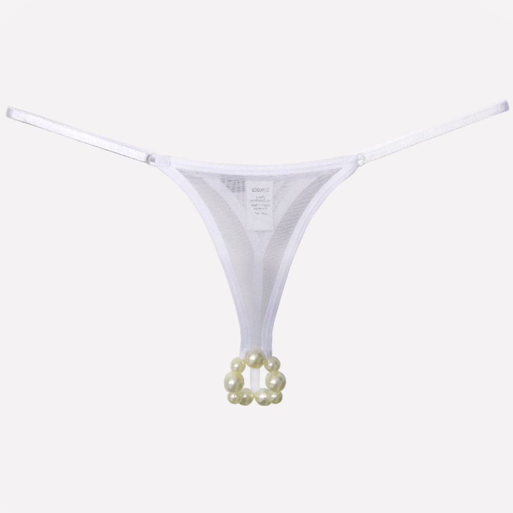 Calcinha Tailandesa Fio Dental Sensual Sexy em Tule Branca | Foto 03