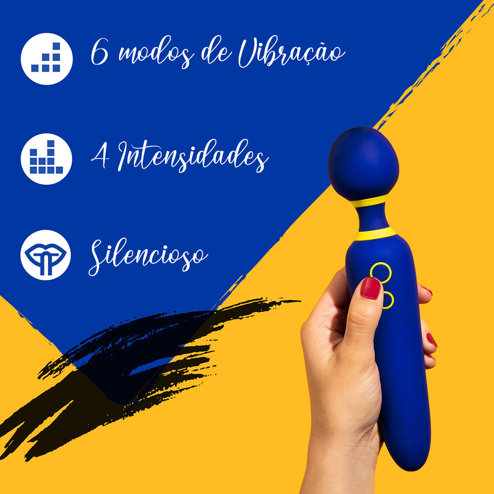 Massageador Er�tico Recarreg�vel em Silicone com 6 Vibra��es e 4 Intensidades Silencioso Flip Azul | Foto 05