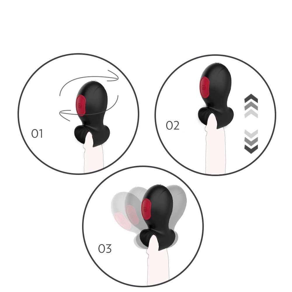 Vibrador Masculino em Silicone Recarreg�vel 9 Modos de Vibra��o Shell Preto | Foto 04