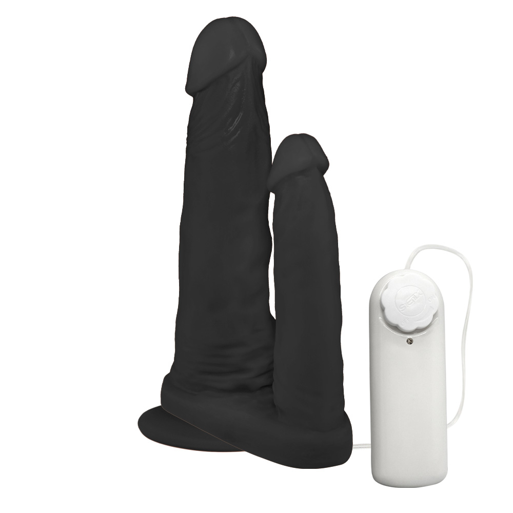 P�nis Duplo para 2 Penetra��es com Vibrador e Ventosa, destacando a ventosa de fixa��o.