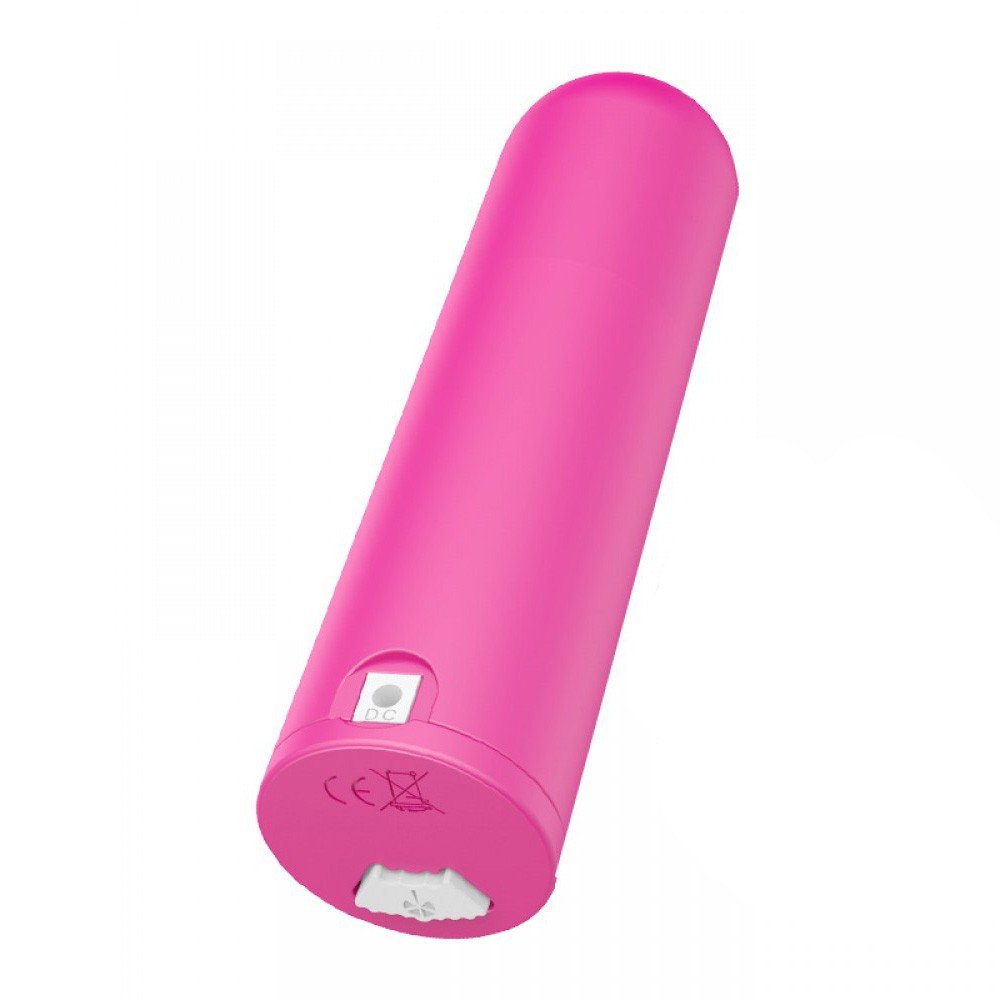 Vibrador Bullet em Silicone Recarreg�vel com 10 Vibra��es Pink com detalhes do orif�cio de carregamento USB