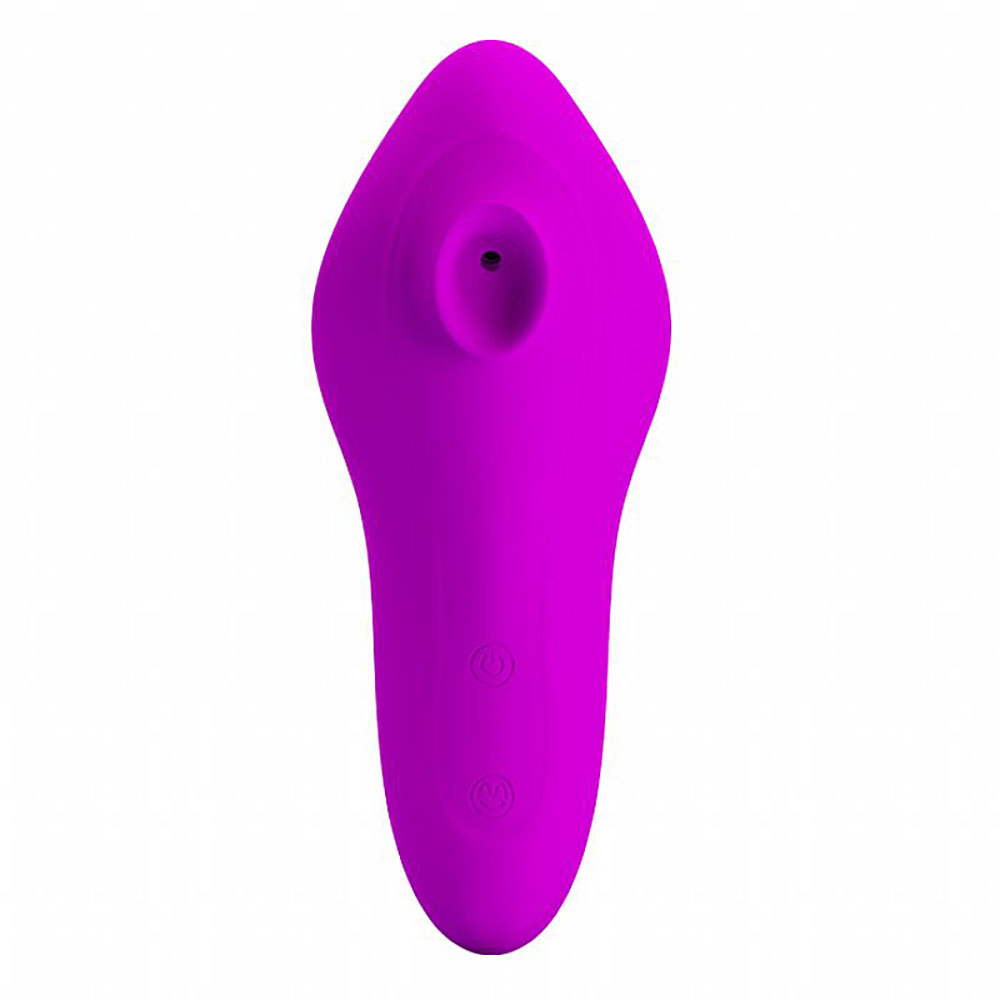 Estimulador de Clit�ris Suc��o Recarreg�vel Magic Fish Roxo | Vista frontal com detalhes do bocal de suc��o