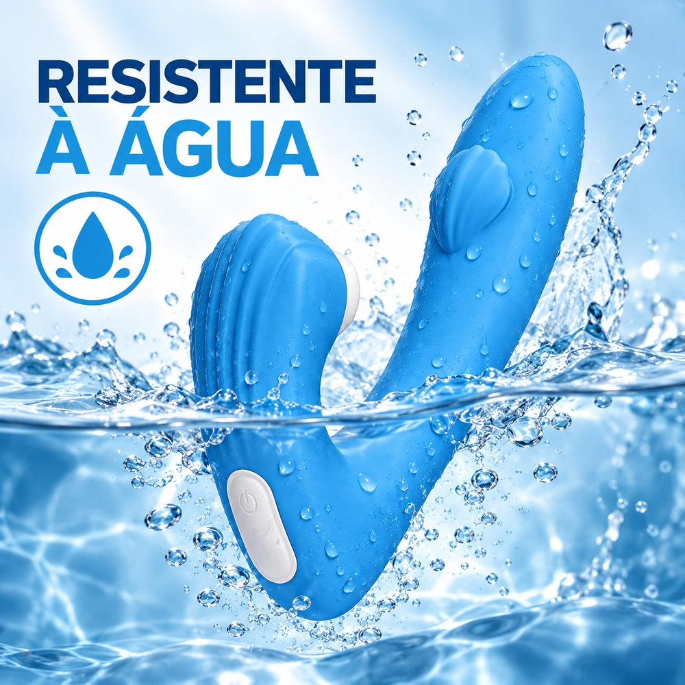 Vibrador Duplo Recarreg�vel Estimulador de Clit�ris e Ponto G com 10 Pulsa��es e 10 Vibra��es Azul | Foto 04