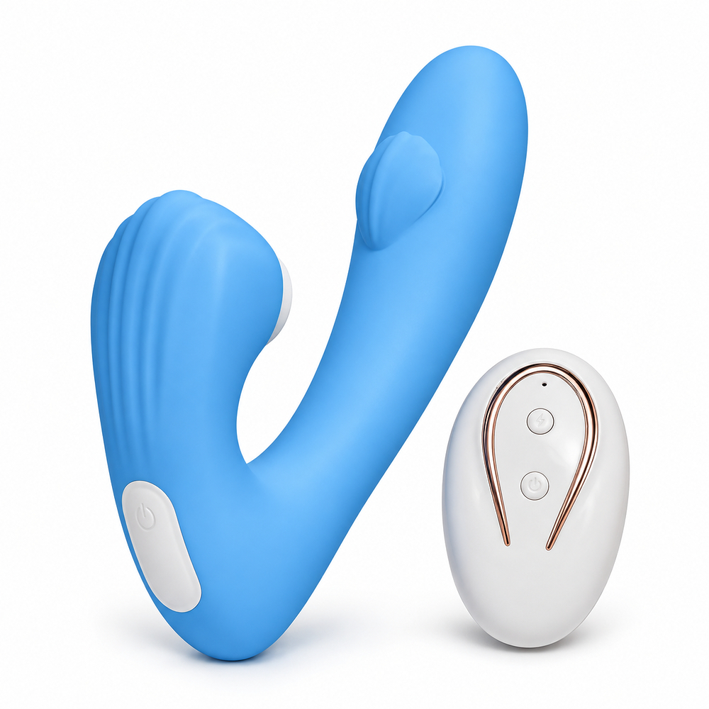 Vibrador Duplo Recarreg�vel Estimulador de Clit�ris e Ponto G com 10 Pulsa��es e 10 Vibra��es Azul | Foto 05
