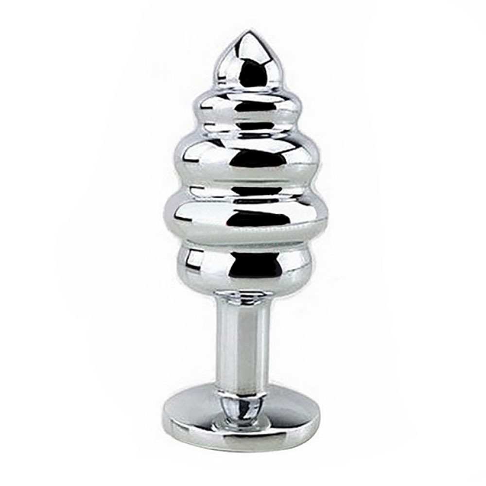 Plug Anal Joia em A�o Inox Tamanho M com Cristal Vermelho e Formato em Gomos de 7 x 3cm | Foto 02