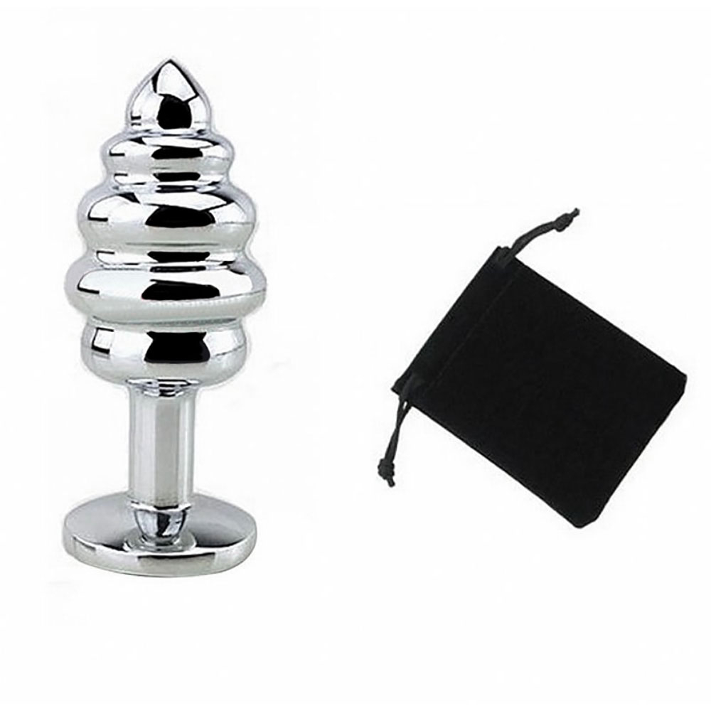 Plug Anal Joia em A�o Inox Tamanho M com Cristal Vermelho e Formato em Gomos de 7 x 3cm | Foto 03