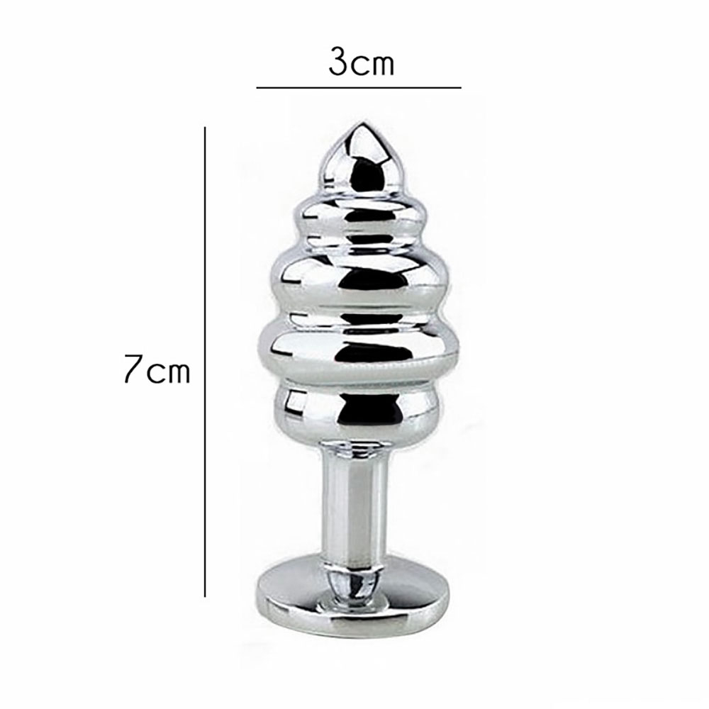 Plug Anal Joia em A�o Inox Tamanho M com Cristal Vermelho e Formato em Gomos | Foto 04