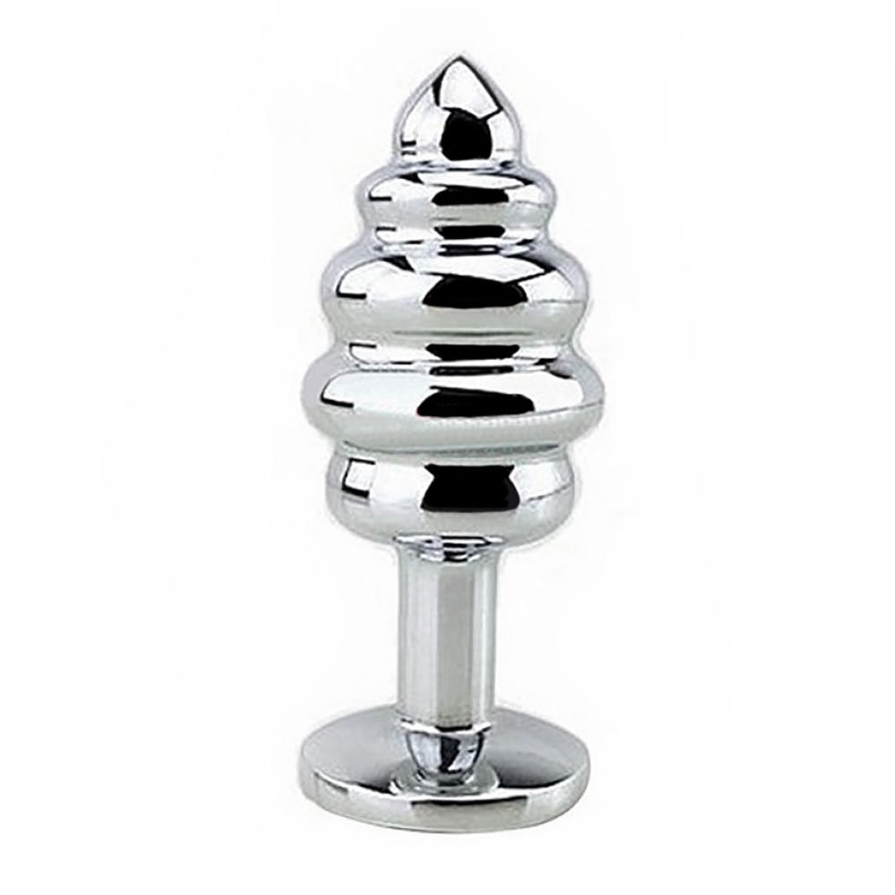 Plug Anal Joia em A�o Inox Tamanho P com Cristal Roxo e Formato em Gomos de 7 x 3cm | Foto 02