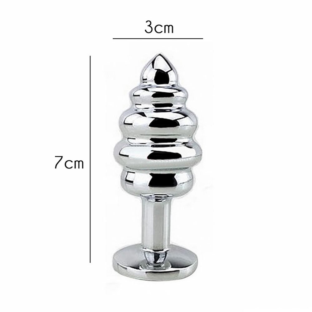 Plug Anal Joia em A�o Inox Tamanho P com Cristal Roxo e Formato em Gomos de 7 x 3cm | Foto 04