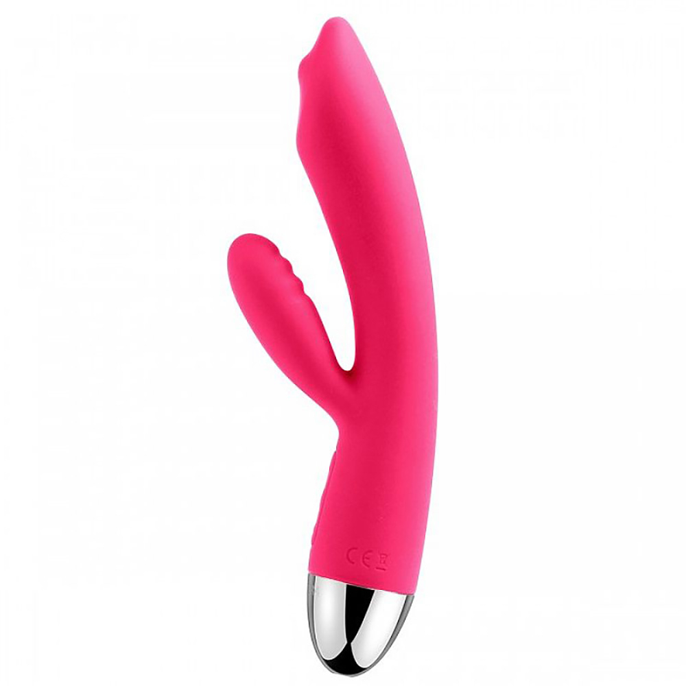 Vibrador Duplo Trysta Pink com seu corpo em silicone macio e formato ergon�mico
