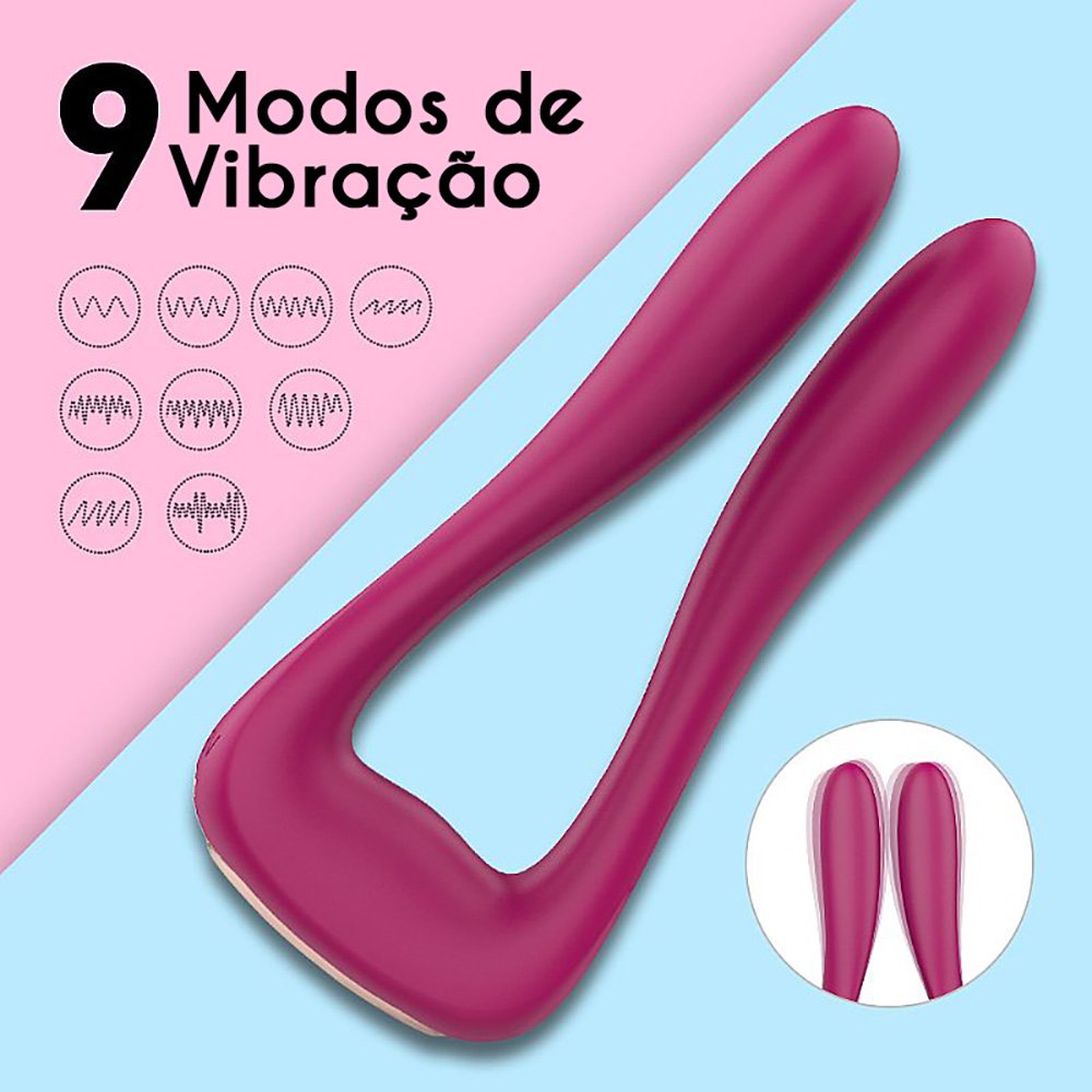 Vibrador Duplo Recarreg�vel em Silicone com 9 Vibra��es Vanessa Pink | Foto 04