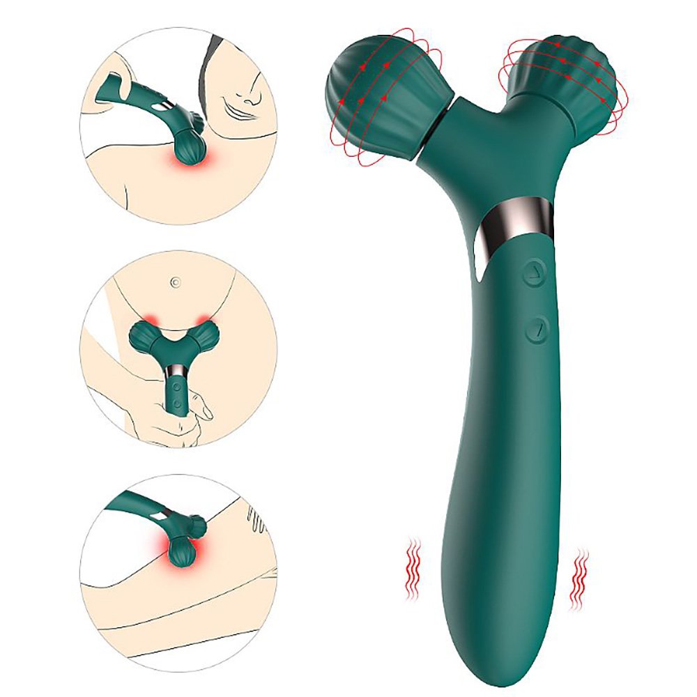 Massageador Er�tico Recarreg�vel em Silicone Multi-Fun��o Twig Cyan em demonstra��o de uso em v�rias partes do corpo