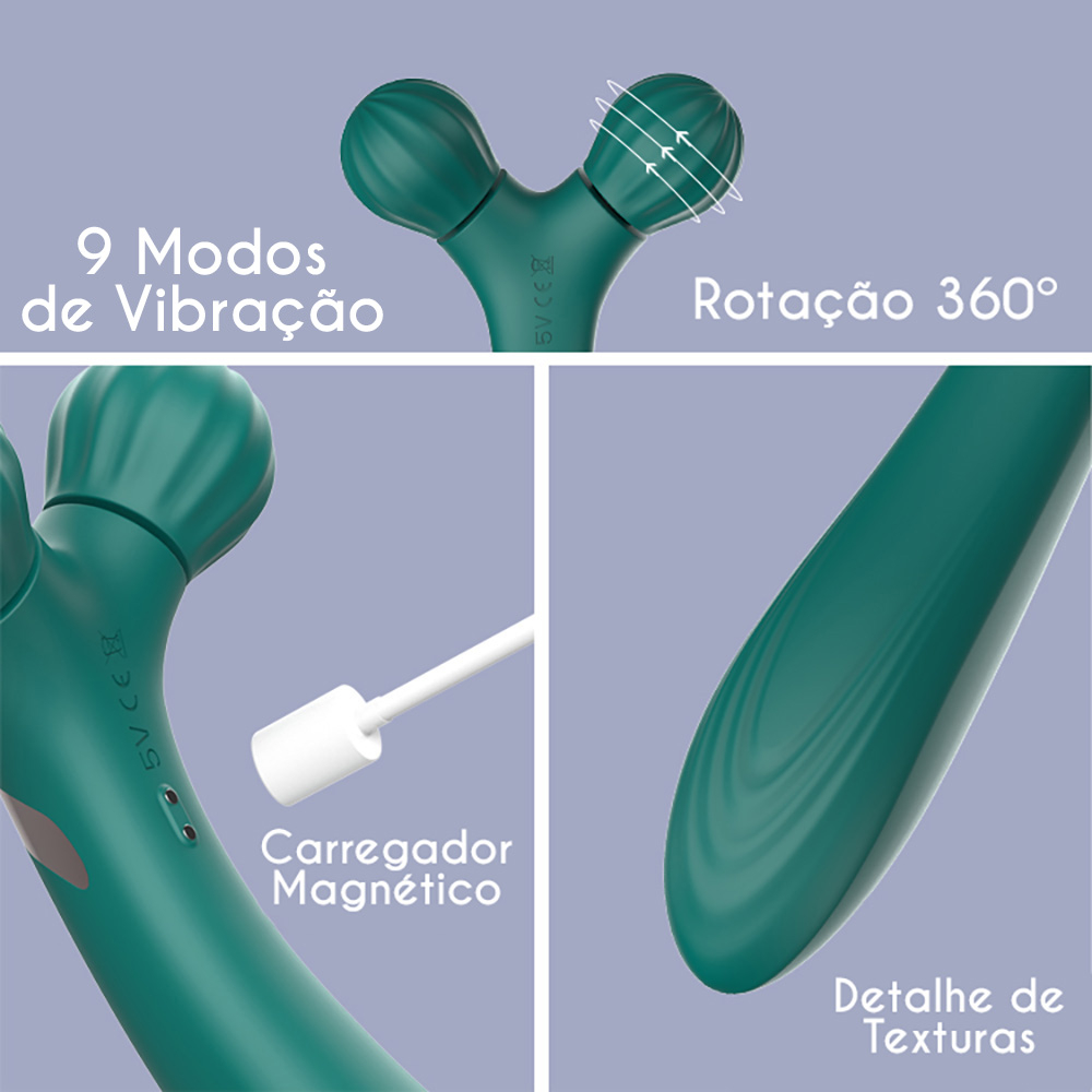Massageador Er�tico Recarreg�vel em Silicone Multi-Fun��o com 9 Vibra��es Twig Cyan | Foto 05