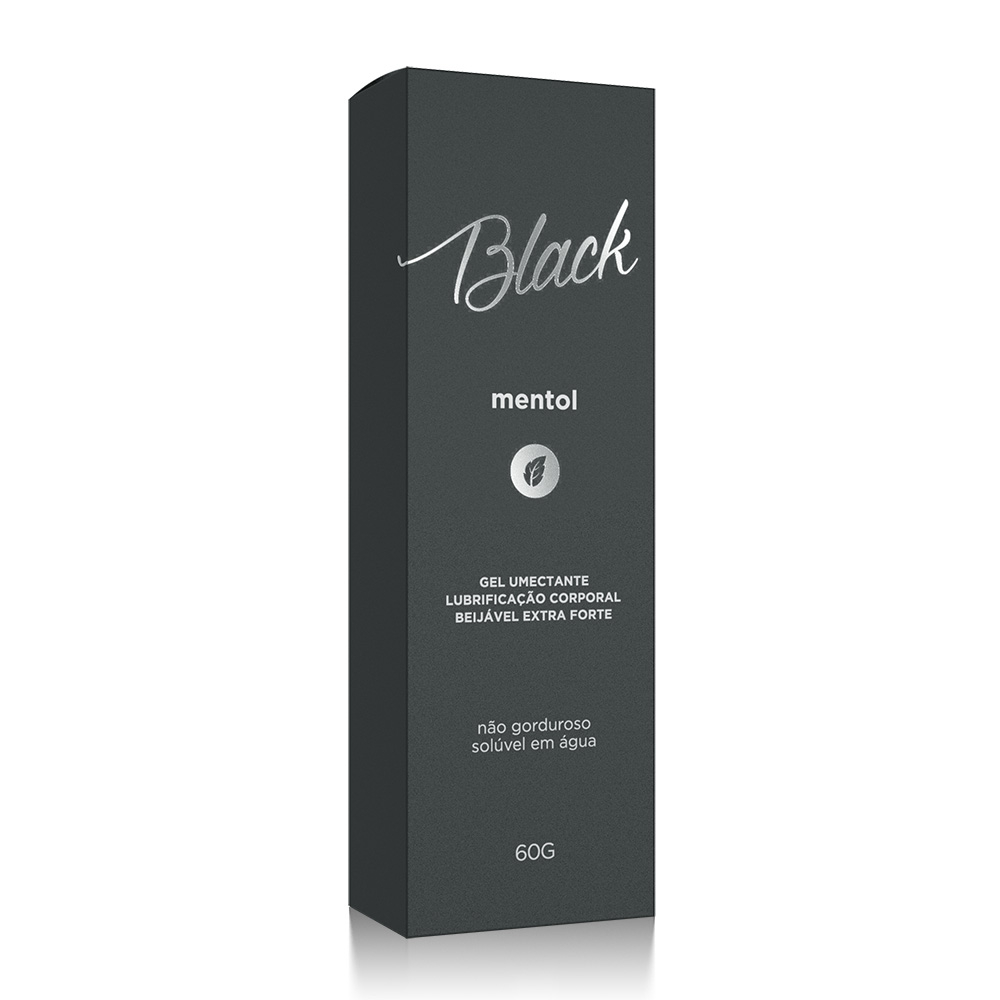 Gel para Sexo Anal Beij�vel Black Mentol Extra Forte 60g - Embalagem de papel�o do produto