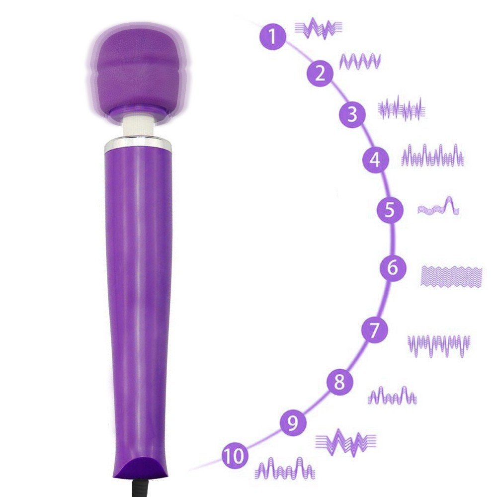 Massageador Er�tico El�trico com 10 Vibra��es Magic Wand Big Bivolt Roxo | Foto 04