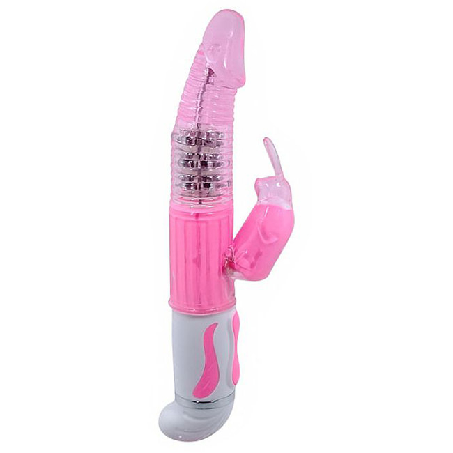 Vibrador Rabbit com Estimulador Coelho 18 Vibra��es Rosa - Lateral com coelho