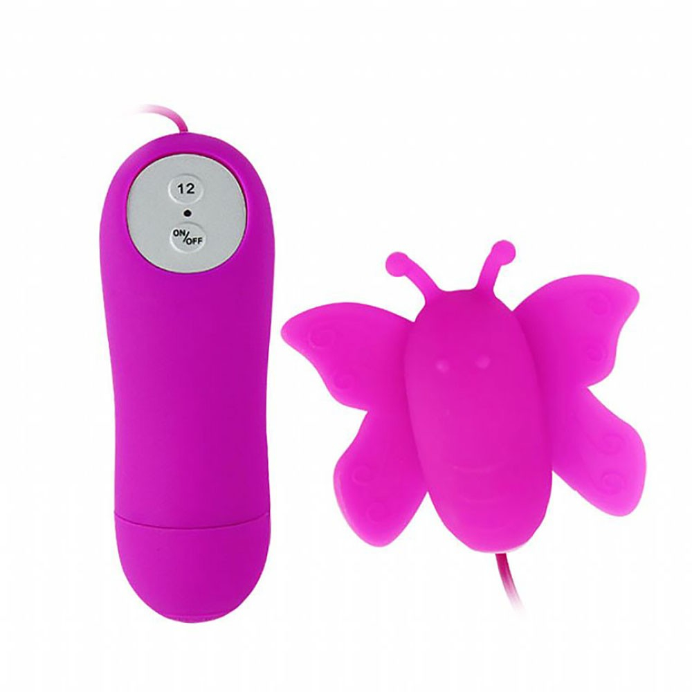 Vibrador Bullet Mini em Silicone Formato de Borboleta 12 Vibra��es Controle com Fio Pink e mini massager borboleta
